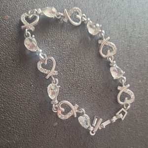 Silver Heart and Gem Bracelet